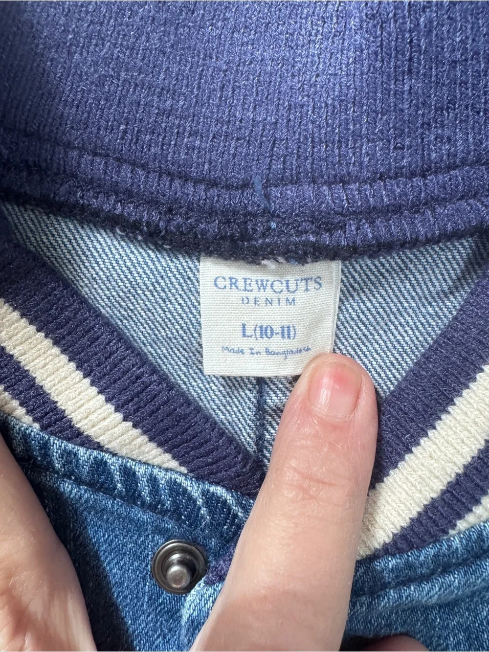 Crewcuts J.Crew Denim Varsity Jacket Boys Large 10-11